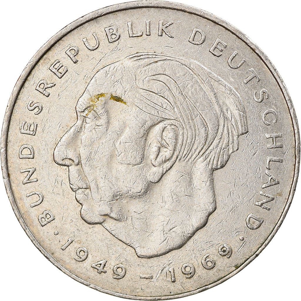 West Germany 2 Deutsche Mark Coin | President Theodor Heuss | Eagle | KMA127 | 1970 - 1987