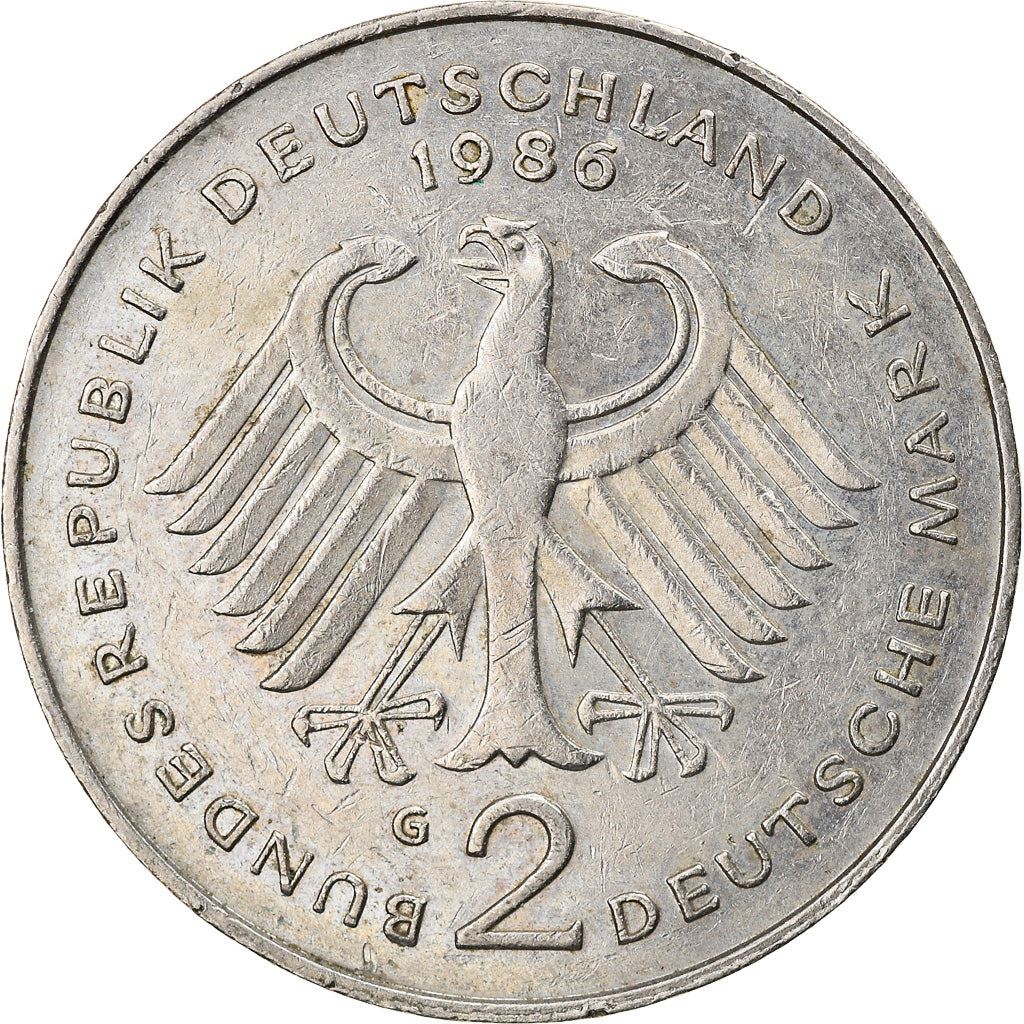 West Germany 2 Deutsche Mark Coin | President Theodor Heuss | Eagle | KMA127 | 1970 - 1987