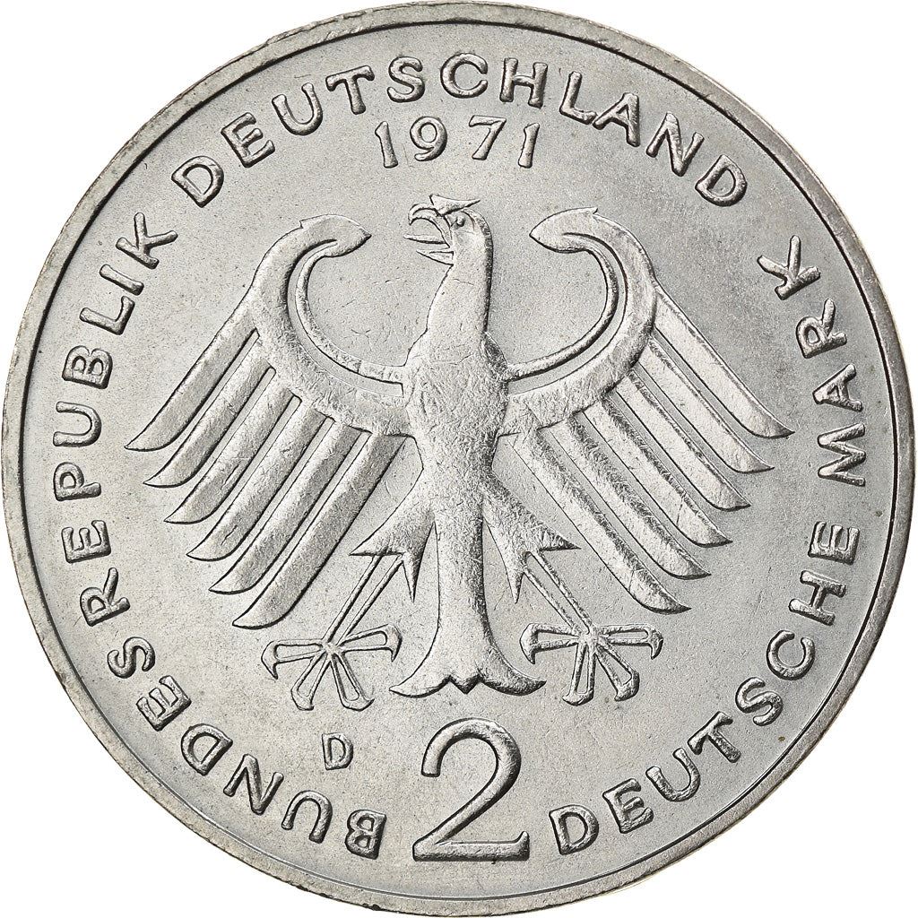 West Germany 2 Deutsche Mark Coin | President Theodor Heuss | Eagle | KMA127 | 1970 - 1987