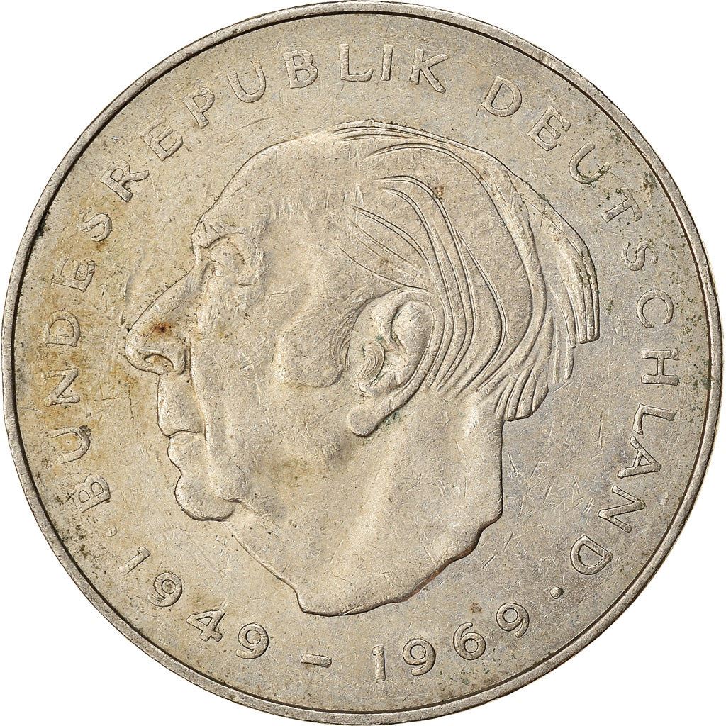 West Germany 2 Deutsche Mark Coin | President Theodor Heuss | Eagle | KMA127 | 1970 - 1987