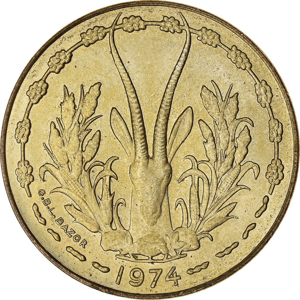 Western African States | 10 Francs Coin | Sawfish | Gazelle | KM1a | 1966 - 1981