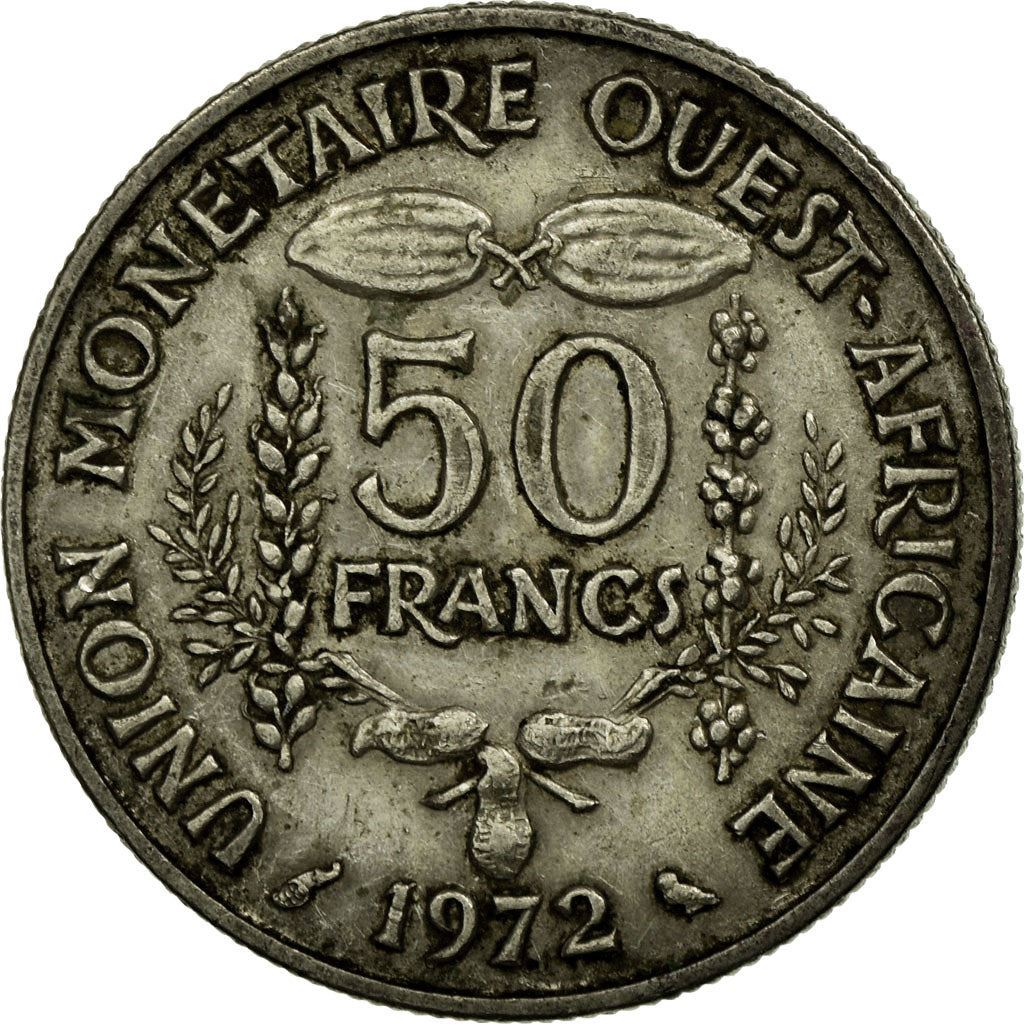 Western African States | 50 Francs Coin | Sawfish | Beans | Grain | Nuts | KM6 | 1972 - 2011