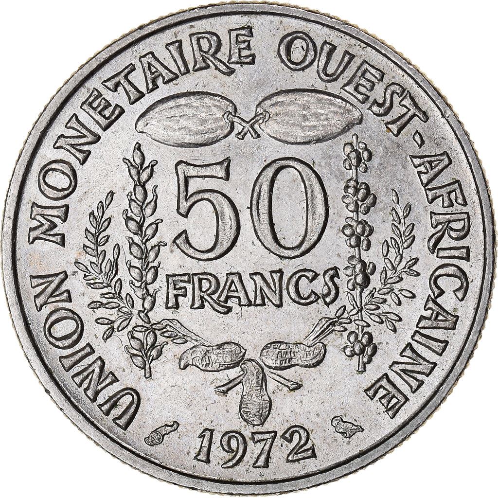 Western African States | 50 Francs Coin | Sawfish | Beans | Grain | Nuts | KM6 | 1972 - 2011