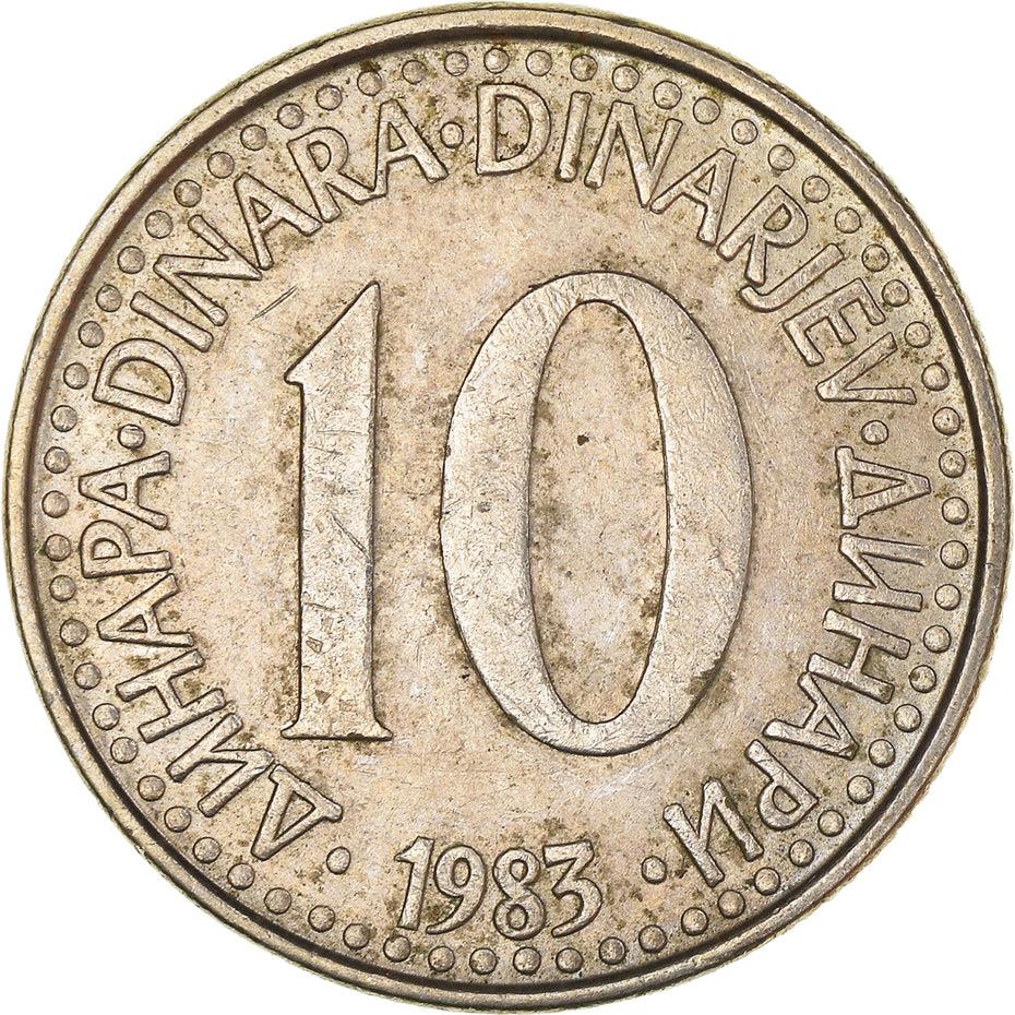 Yugoslavia 10 Dinara Coin | Flame | Star | KM89 | 1982 - 1988