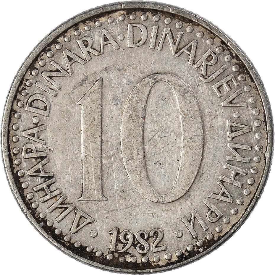 Yugoslavia 10 Dinara Coin | Flame | Star | KM89 | 1982 - 1988