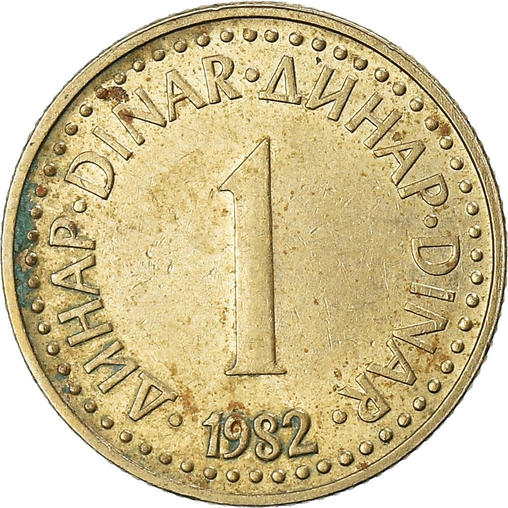 Yugoslavia Coin | 1 Dinar | Flame | Stars | KM86 | 1982 - 1986