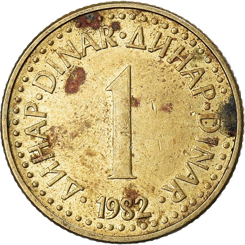 Yugoslavia Coin | 1 Dinar | Flame | Stars | KM86 | 1982 - 1986