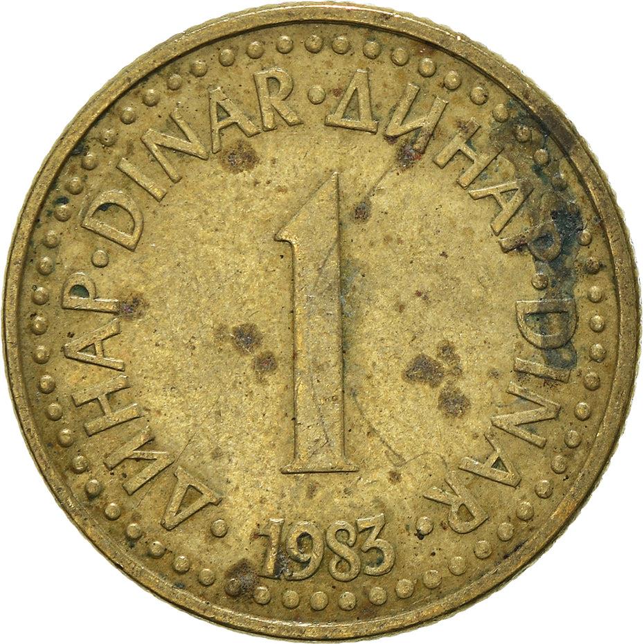 Yugoslavia Coin | 1 Dinar | Flame | Stars | KM86 | 1982 - 1986