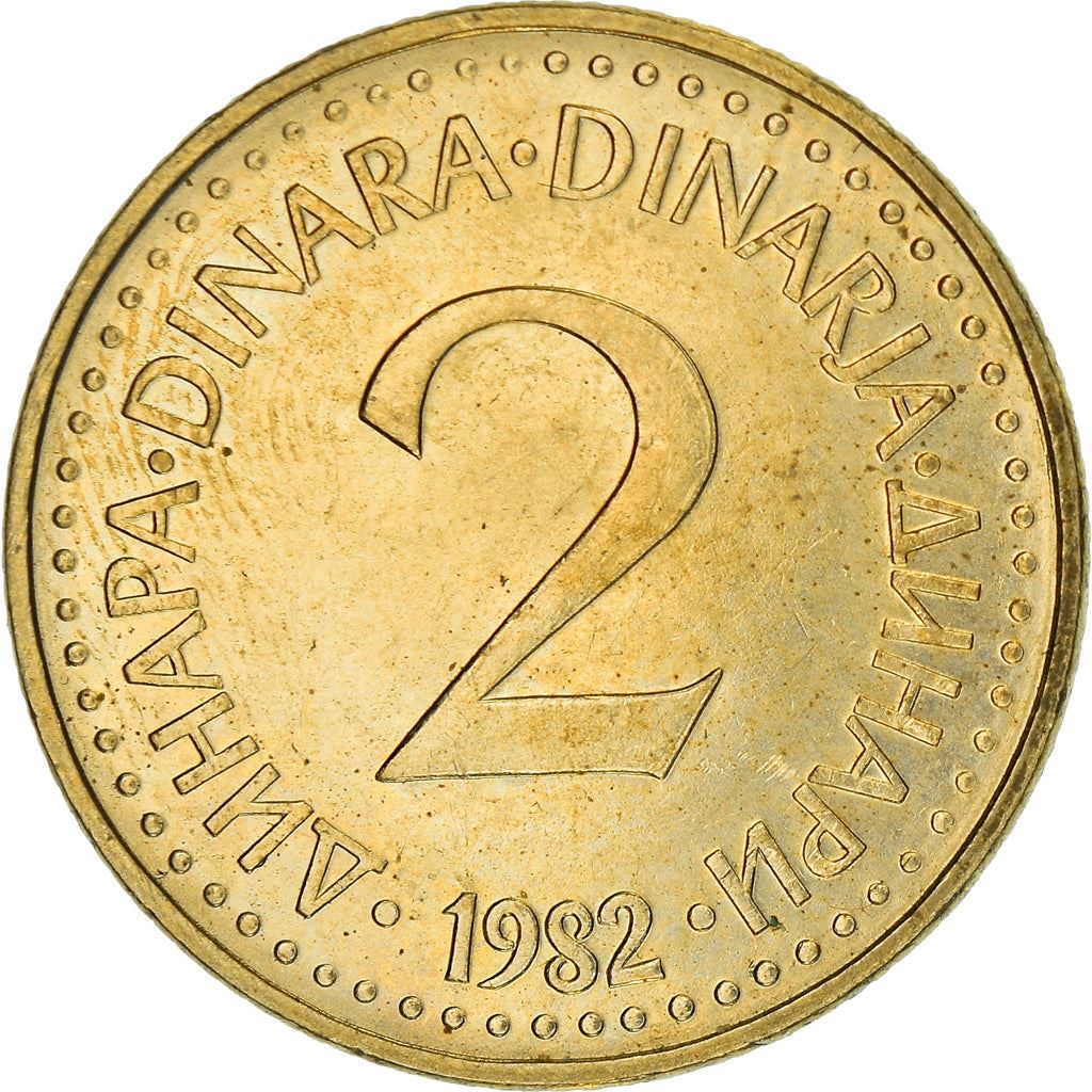 Yugoslavia Coin | 2 Dinara | Flame | Star | KM87 | 1982 - 1986