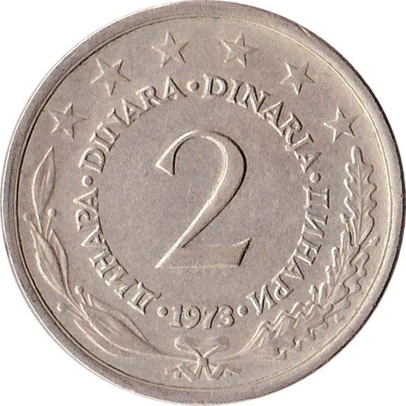 Yugoslavia Coin | 2 Dinara | Flame | Stars | KM57 | 1971 - 1981