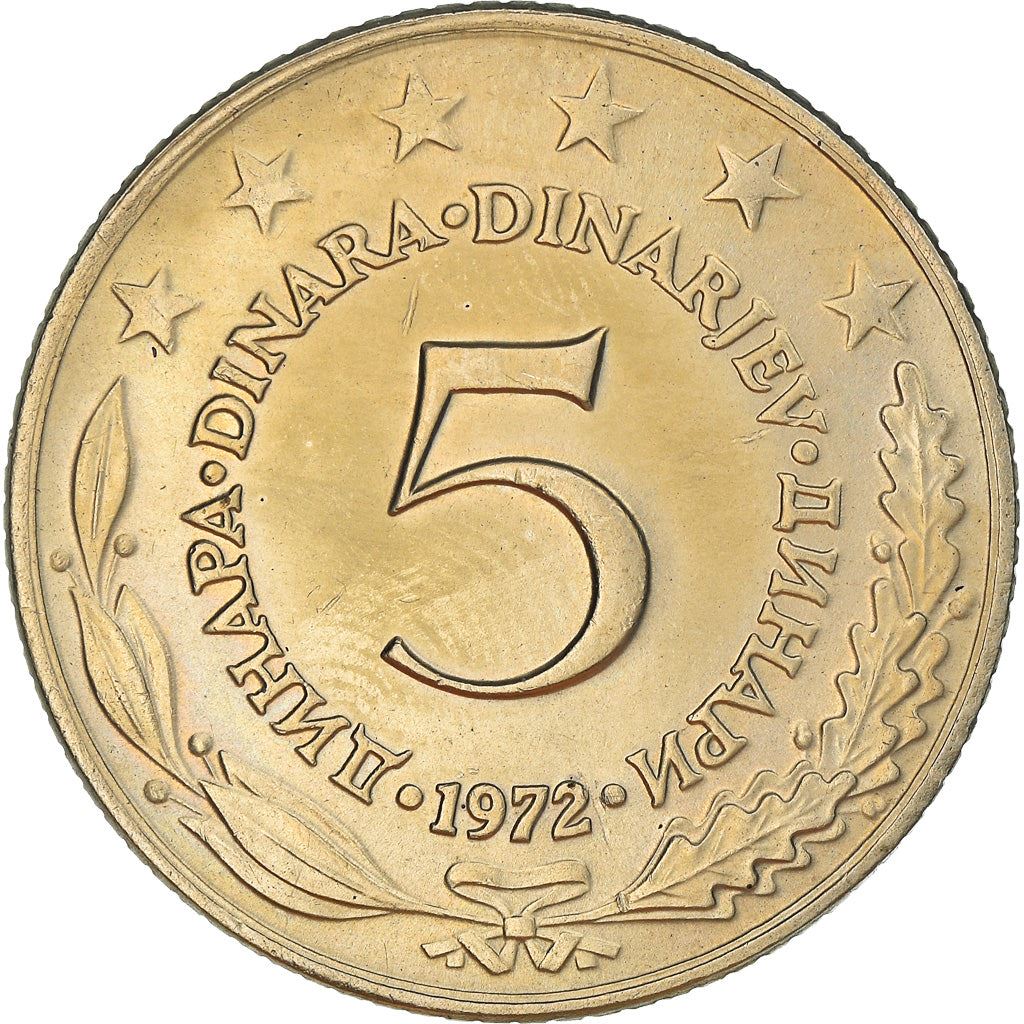 Yugoslavia Coin | 5 Dinara | Flame | Stars | KM58 | 1971 - 1981