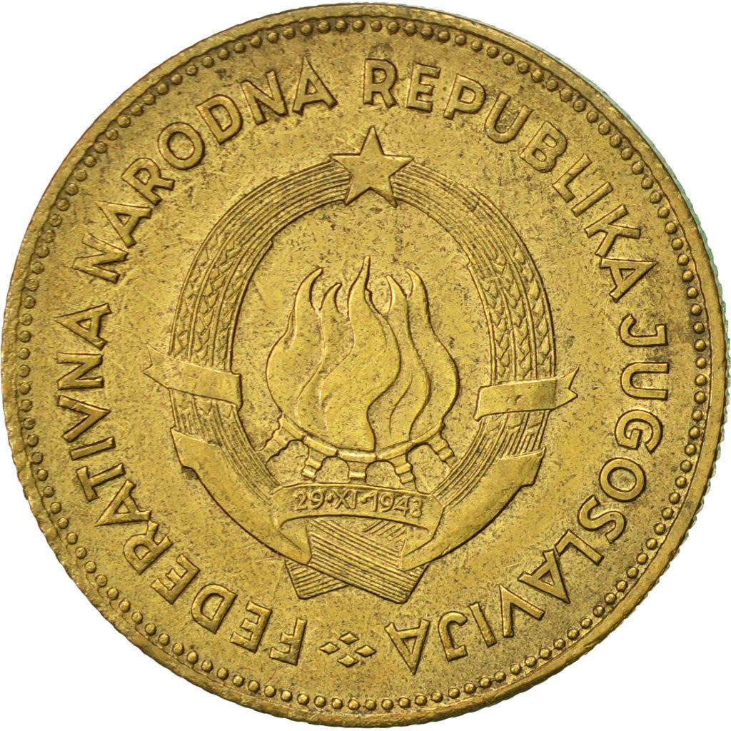 Yugoslavia Coin | 50 Dinara | Flame | Stars | Cogwheel | Wheat | KM35 | 1955