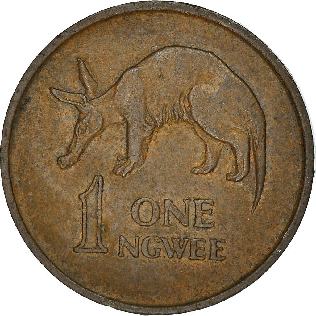 Zambia | 1 Ngwee Coin | Aardvark | Km:9 | 1968 - 1978