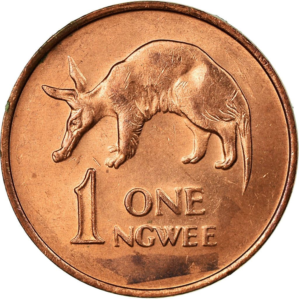 Zambia | 1 Ngwee Coin | Aardvark | Km:9A | 1982 - 1983