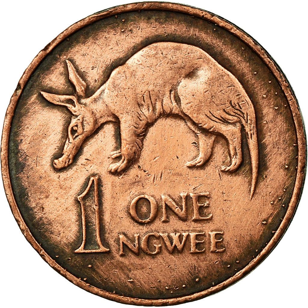 Zambia | 1 Ngwee Coin | Aardvark | Km:9A | 1982 - 1983