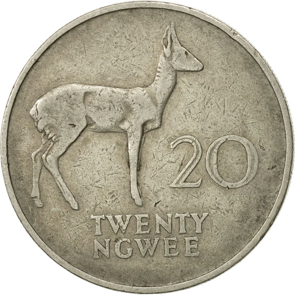 Zambia | 20 Ngwee Coin | Bohor Reedbuck | Km:13 | 1968 - 1988