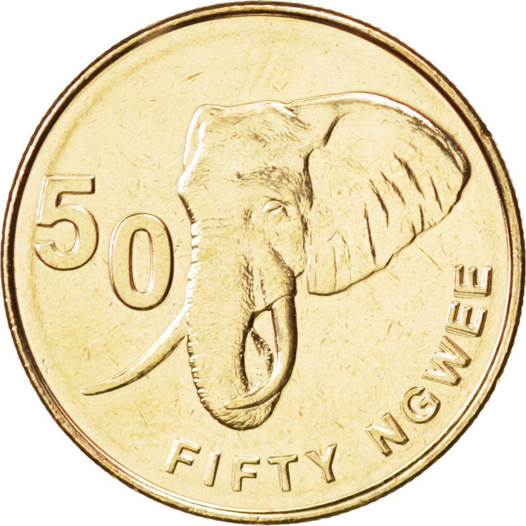 Zambia | 50 Ngwee Coin | African elephant | Km:208 | 2012 - 2017