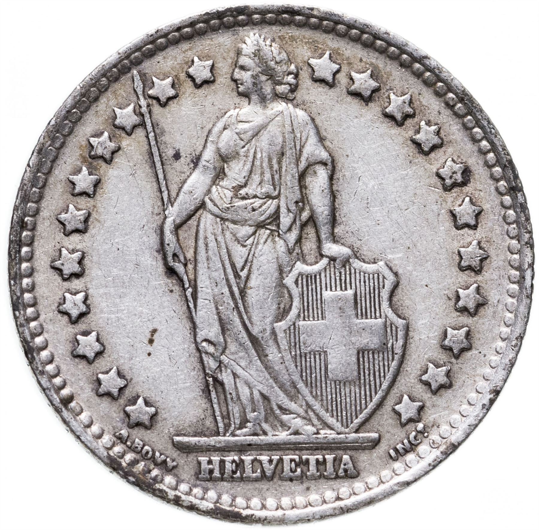 Switzerland Coin Swiss 1 Franc | Helvetia | KM24 | 1875 - 1967