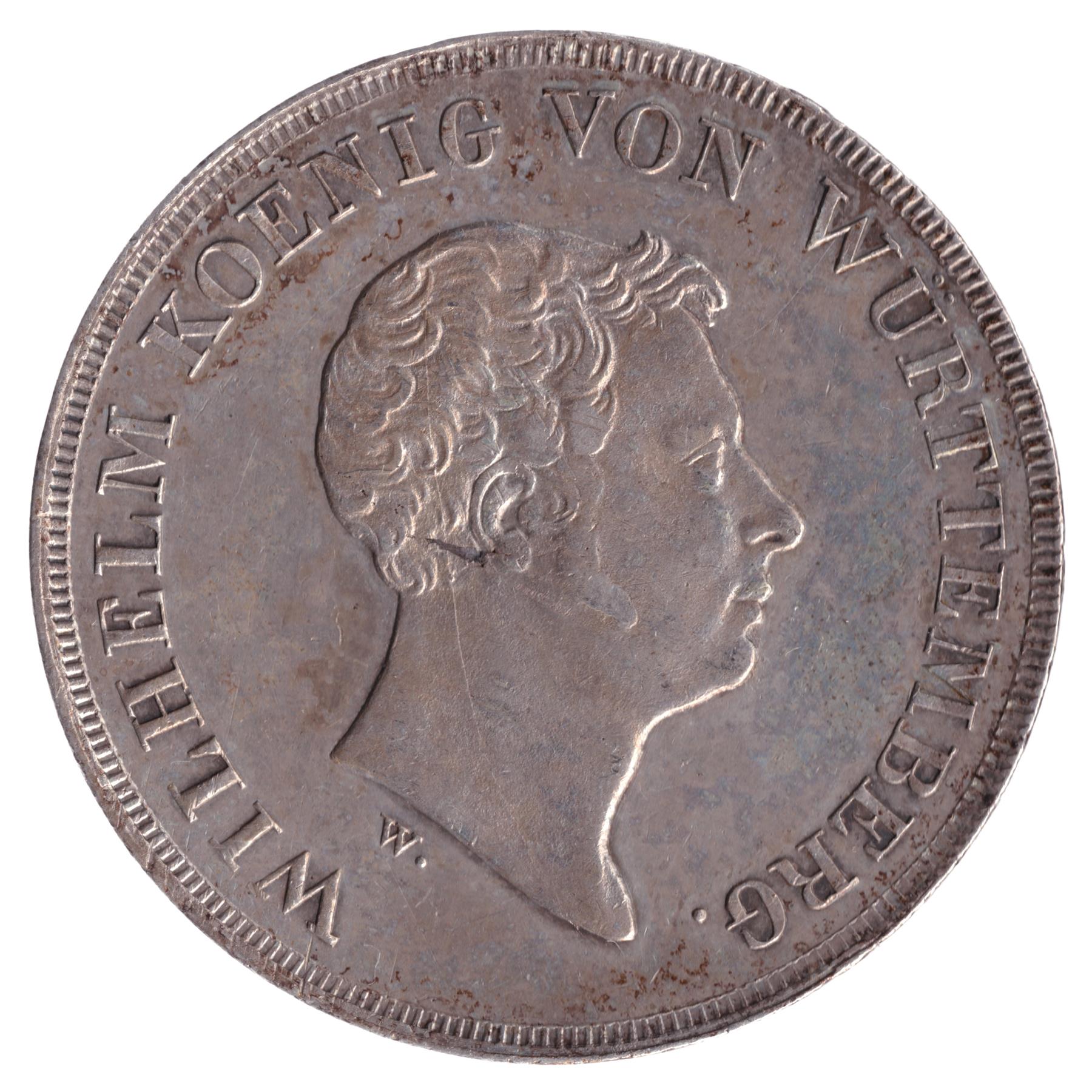 1 Thaler Commemorative Coin | Kingdom of Wurttemberg | German States | Wilhelm I | Customs Union | KM570 | 1833