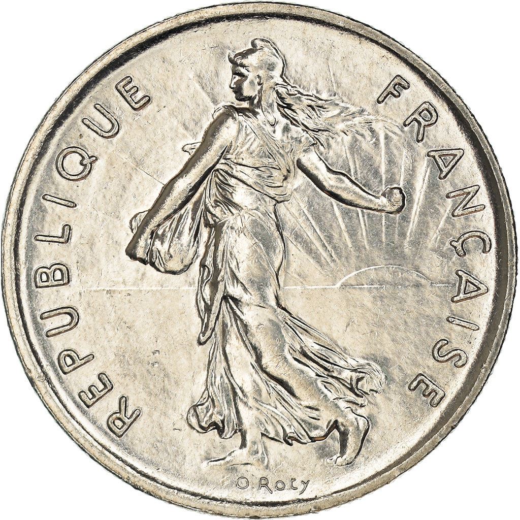 French 5 Francs Coin | signature O. Roty | KM926a.1 | France | 1969 - 2001