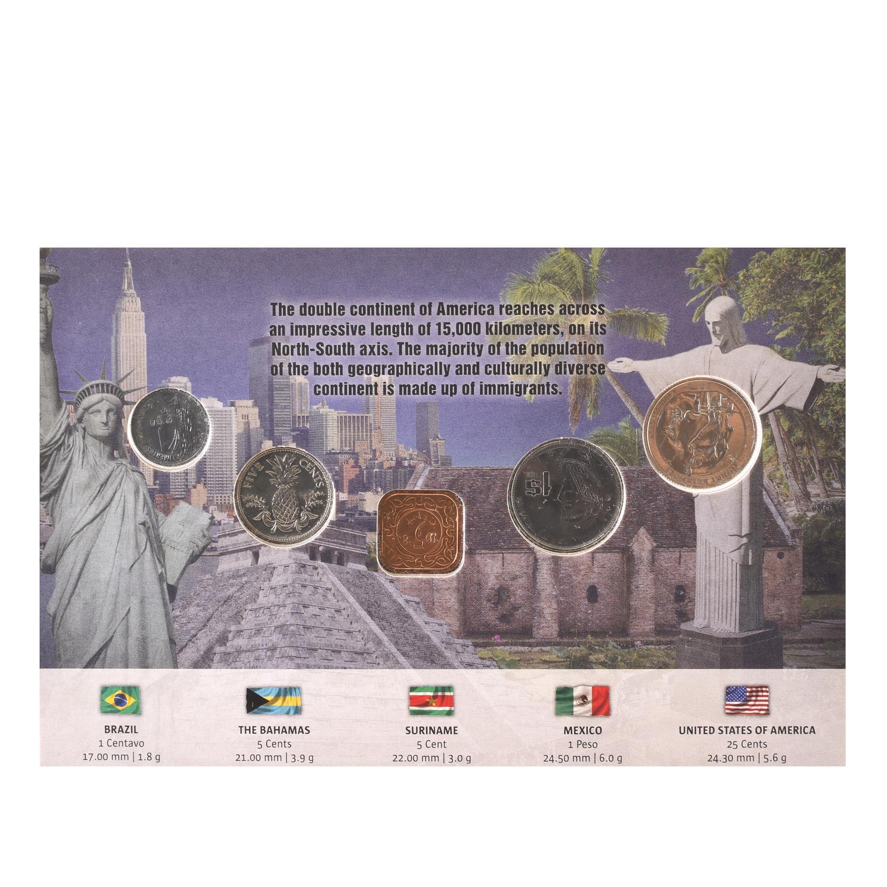 5 Coins from Americas (Latin, North, South, Central, Caribbean) | Brazil | Bahamas | Suriname | Mexico | USA