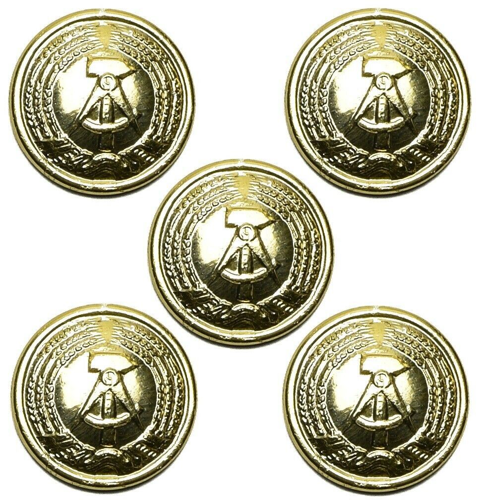 5 Socialist German General Buttons | Nationale Volksarmee | East German Army | Hammer and Compass | 22 mm