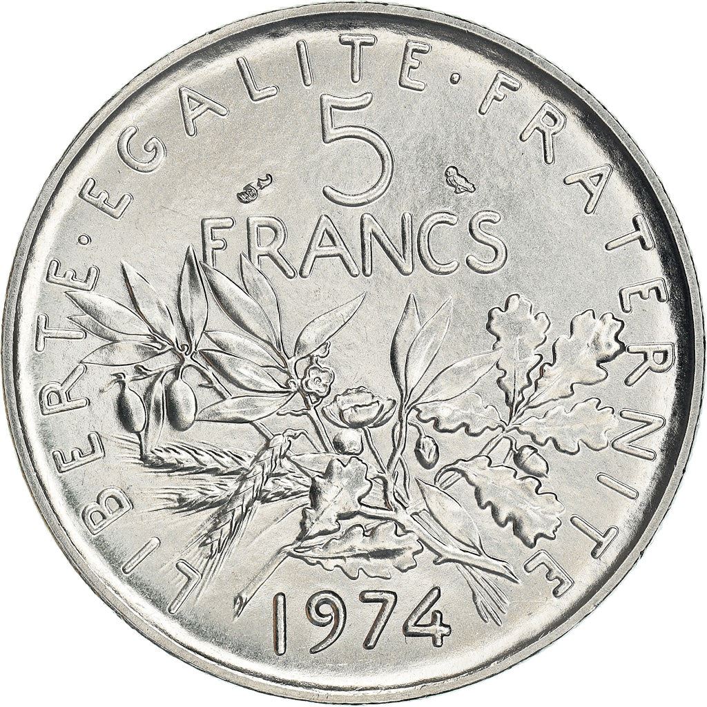 French 5 Francs Coin | signature O. Roty | KM926a.1 | France | 1969 - 2001