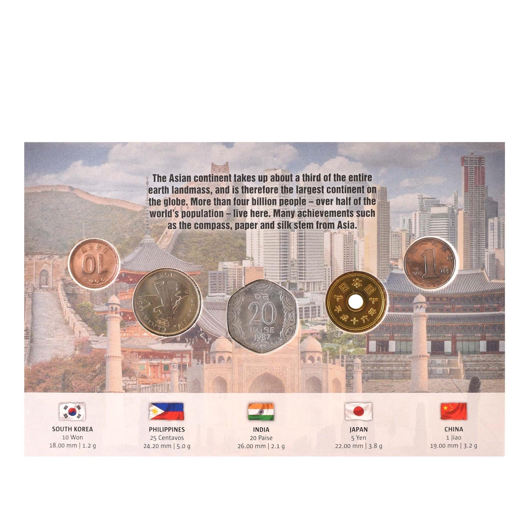 Asia | 5 Coins | Well Known and Biggest Asian Countries | South Korea | Philippines | Japan | China | India