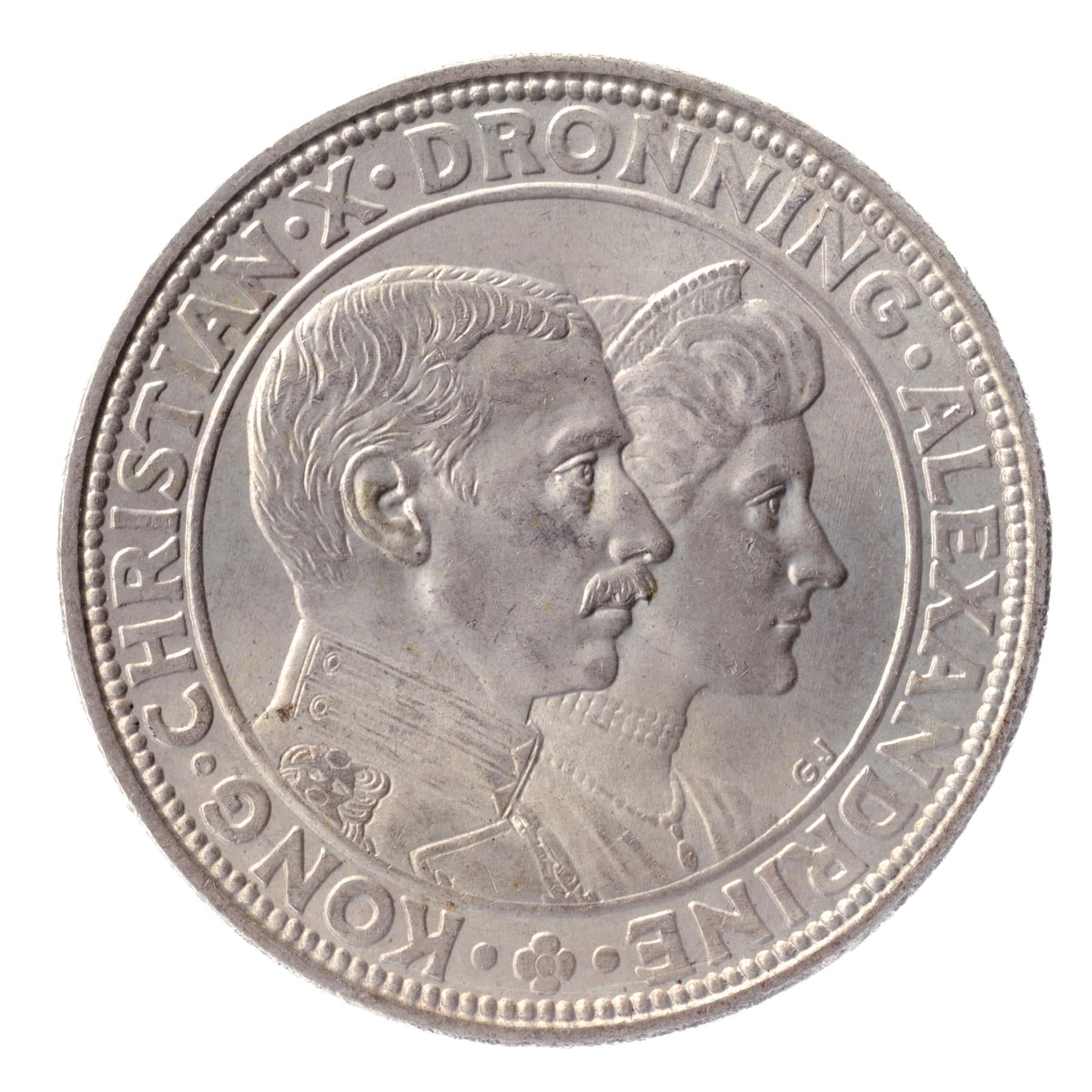 Danish Coin 2 Kroner | Christian X Silver Wedding | KM821 | Denmark | 1923