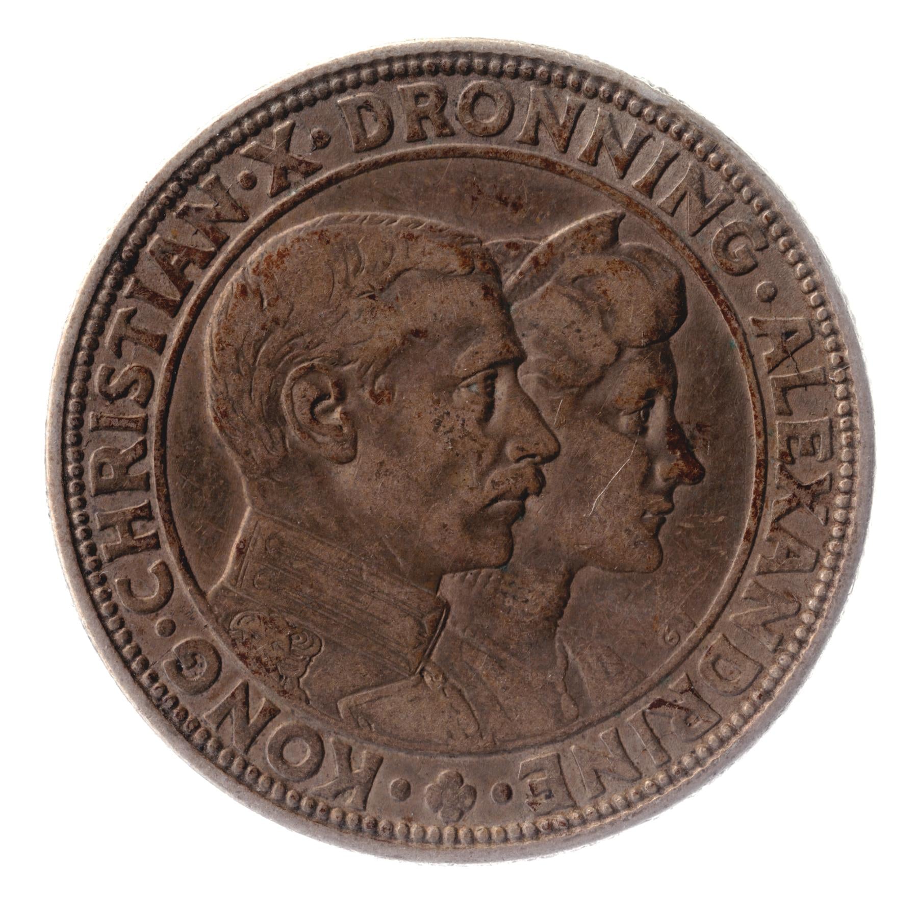 Danish Coin 2 Kroner | Christian X Silver Wedding | KM821 | Denmark | 1923