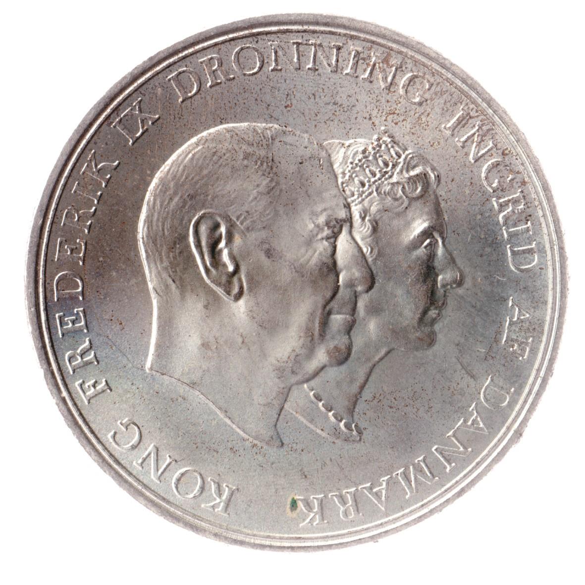 Danish Coin 5 Kroner | Queen Frederik IX Silver Wedding Anniversary | KM852 | Denmark | 1960