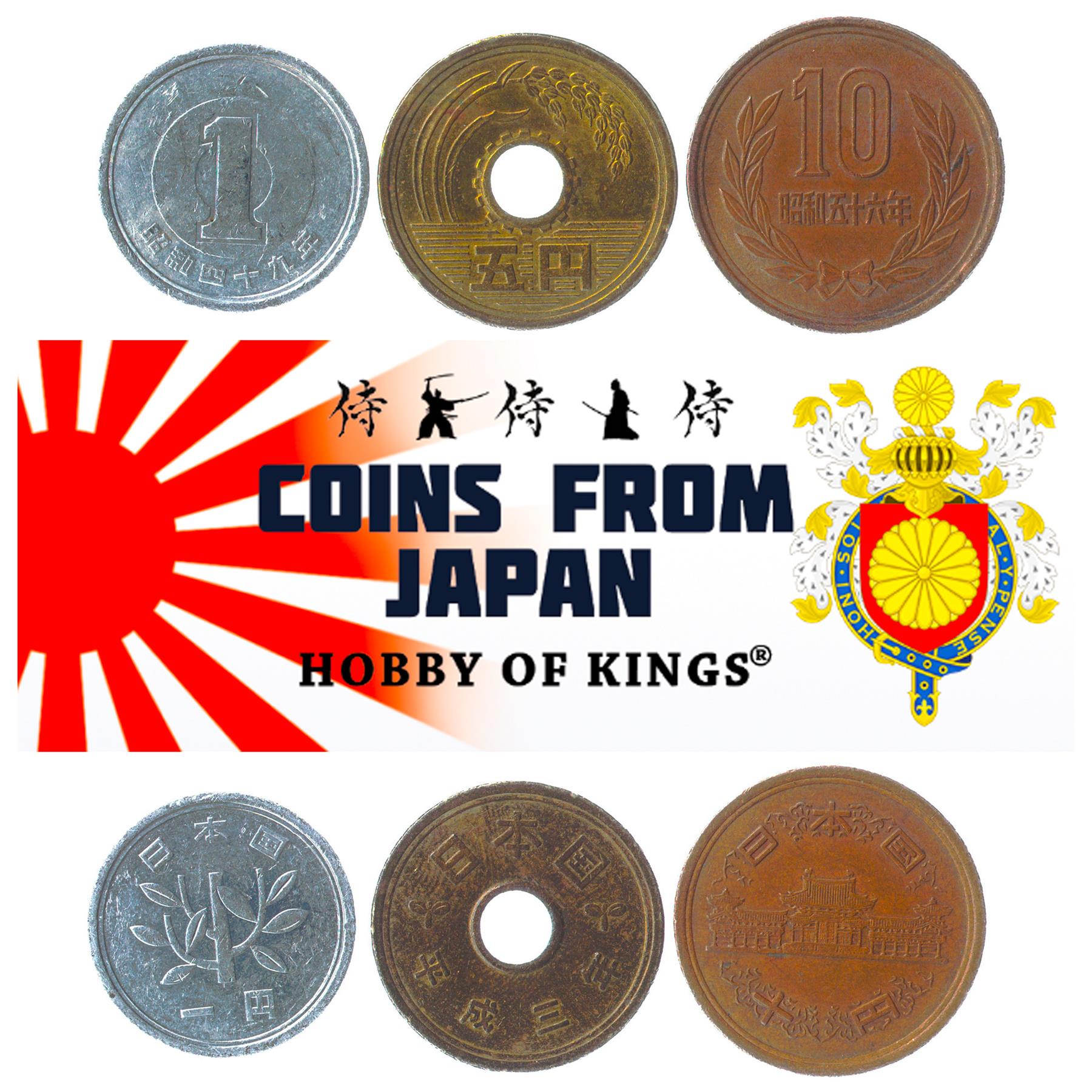 Different Coins From Japan Asian Money 1 - 10 Yen Old Collectible Currency