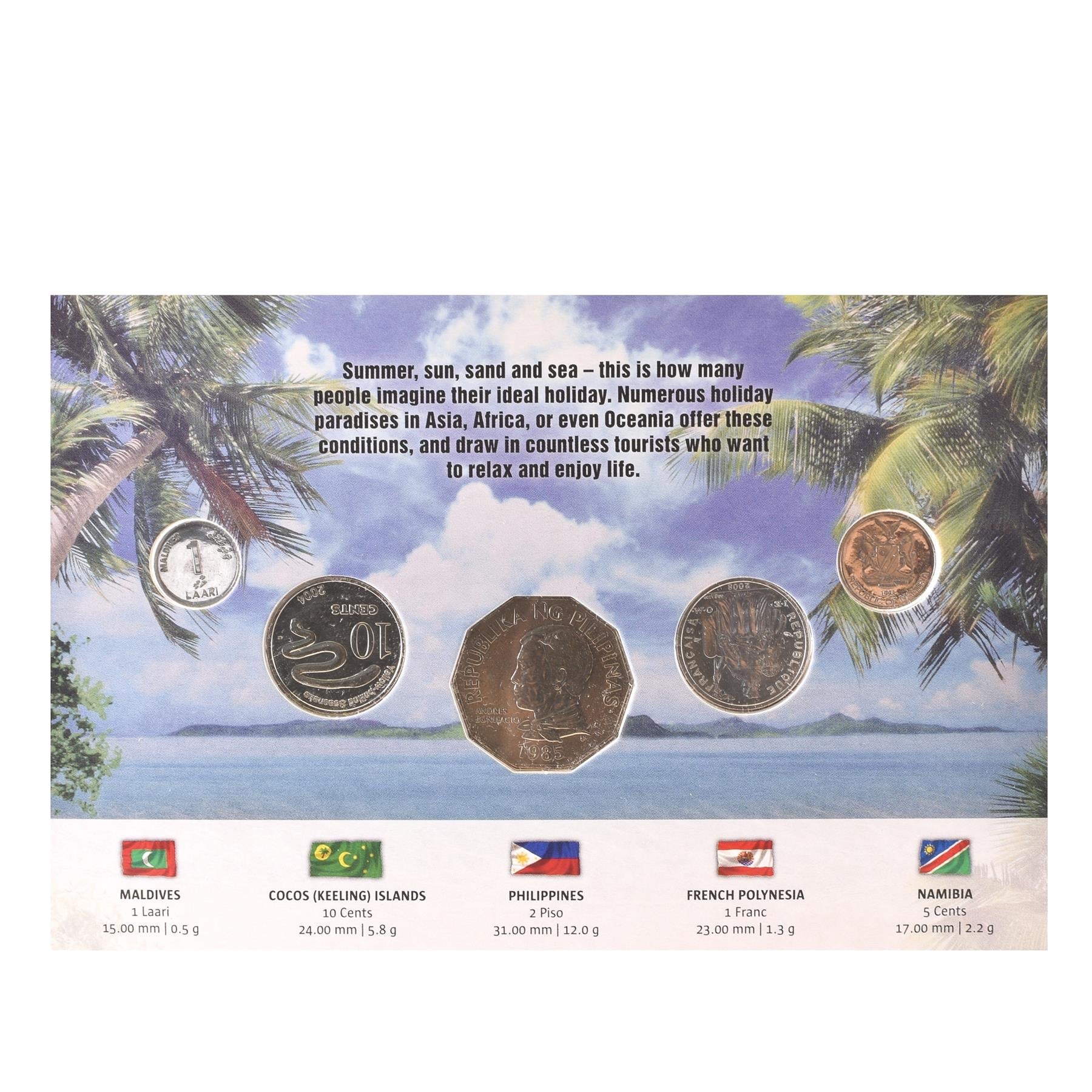 Dream Destinations | 5 Coins | Holiday Paradises | Namibia | French Polynesia | Philippines | Cocos (Keeling Islands) | Maldives