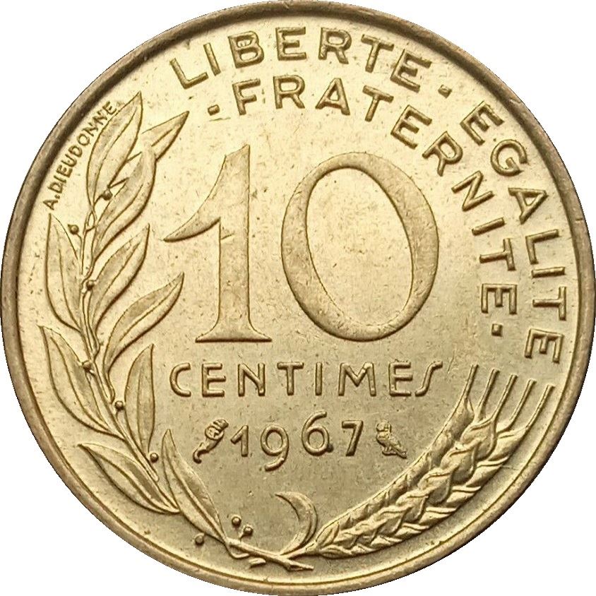 French Coin 10 Centimes | Marianne | Phrygian cap | KM929 | France | 1962 - 2001