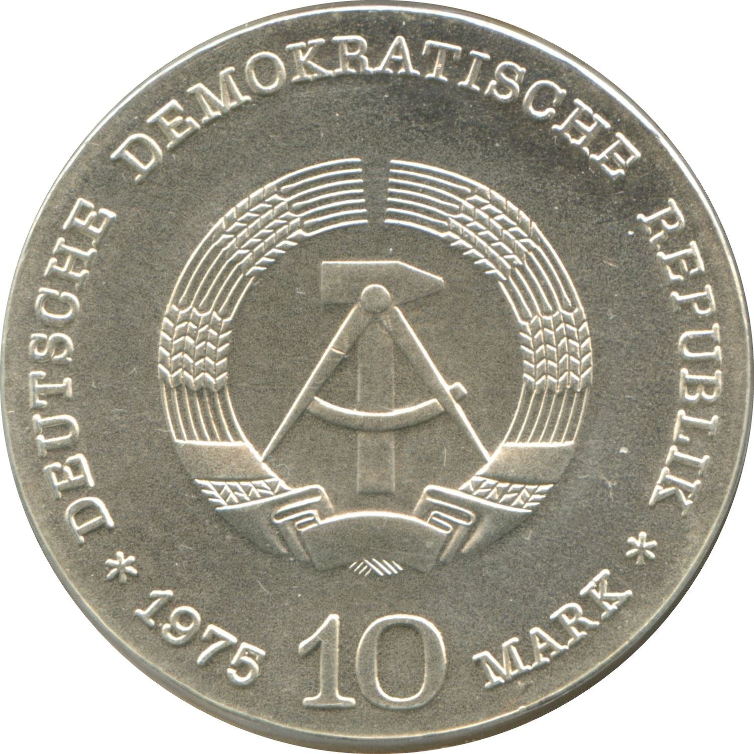 German Democratic Republic Coin Germany 10 Mark | Albert Schweitzer | KM56 | 1975