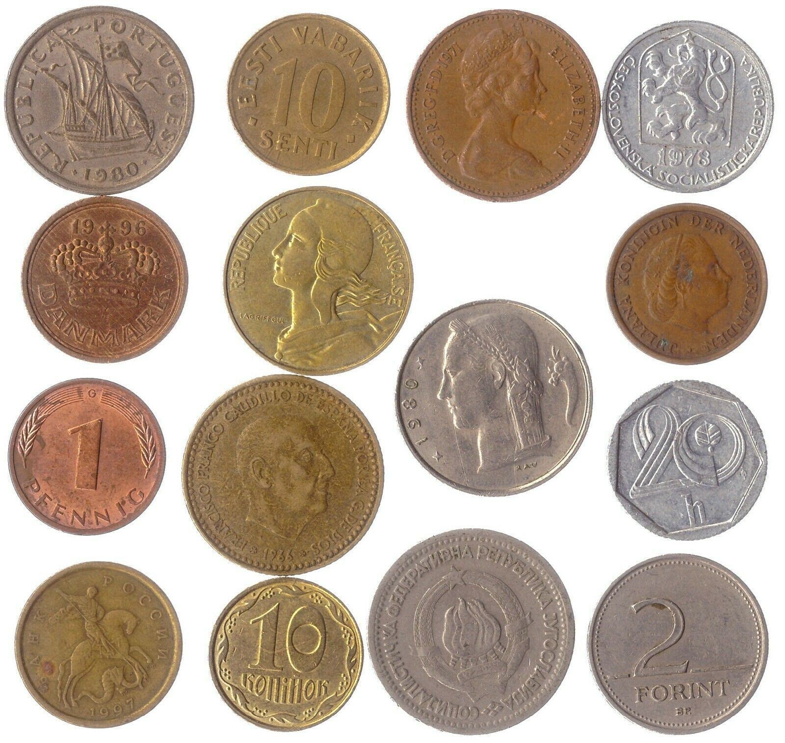 Mixed Europe Coins From European Countries Including Non Existent Valuable Collectible Currency