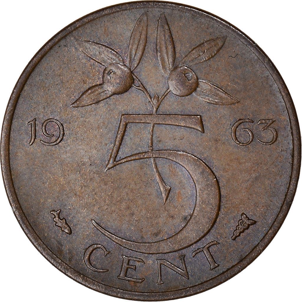 Netherlands 5 Cent | 100 Coins | Queen Juliana | Bronze | KM181 | 1950 - 1980