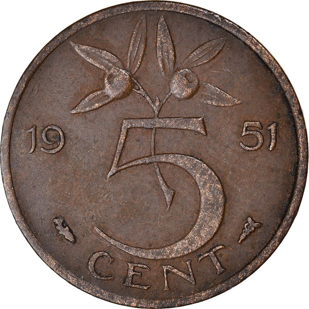 Netherlands 5 Cent | 100 Coins | Queen Juliana | Bronze | KM181 | 1950 - 1980