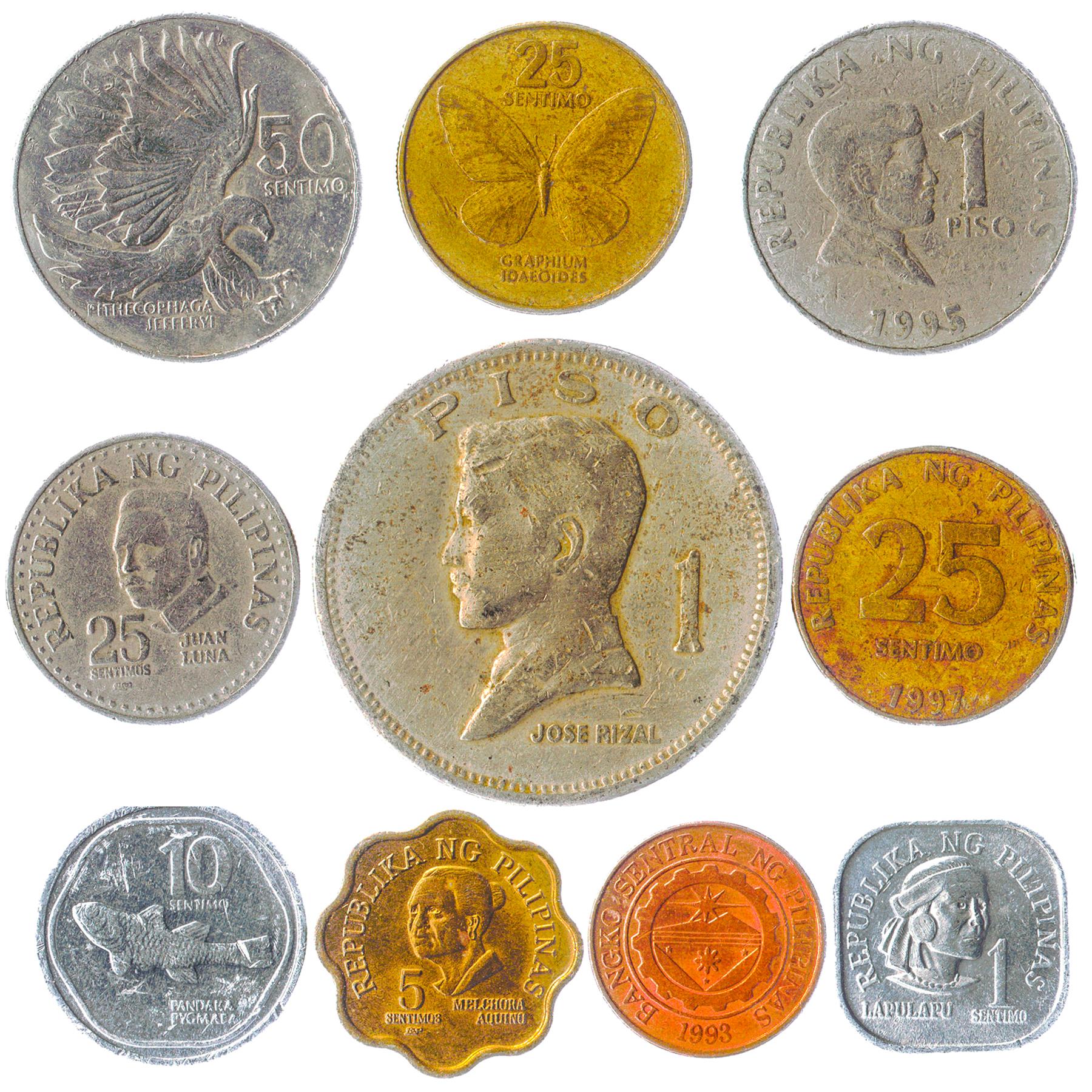 Philippines 10 Mixed Coins | Sentimo | Piso | Famous Figures | 1967 - 2022