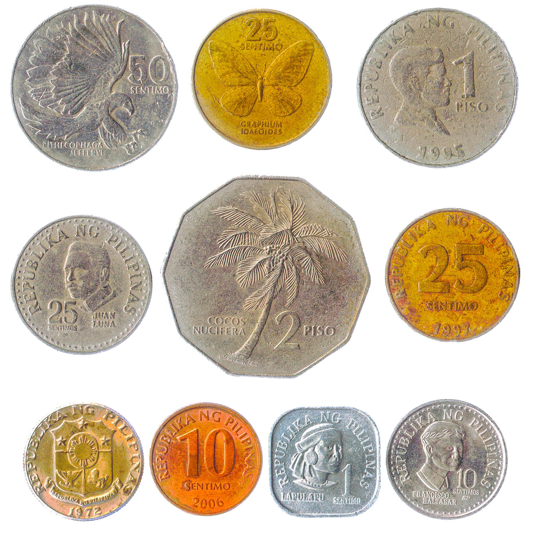 Philippines 10 Mixed Coins | Sentimo | Piso | Famous Figures | 1967 - 2022