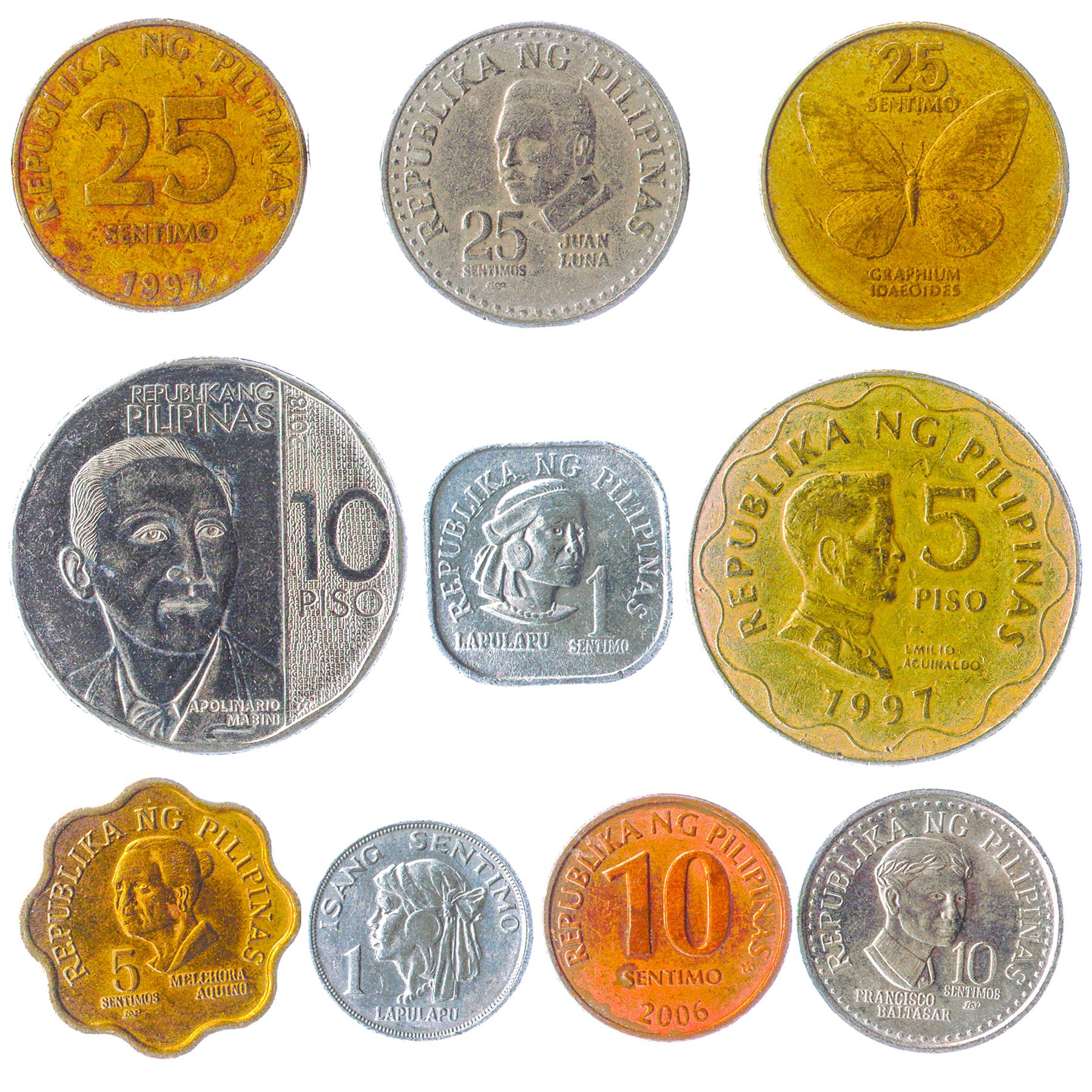 Philippines 10 Mixed Coins | Sentimo | Piso | Famous Figures | 1967 - 2022