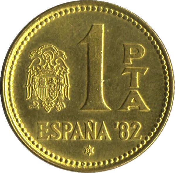 Spain 1 Peseta | 100 Coins | King Juan Carlos I | Espana '82 | KM816 | 1980