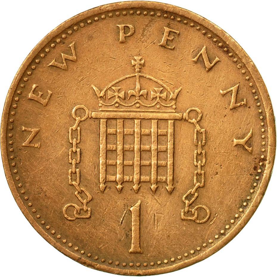 United Kingdom 1 New Penny | 100 Coins | British Currency | Young Elizabeth II | 1971 - 1981