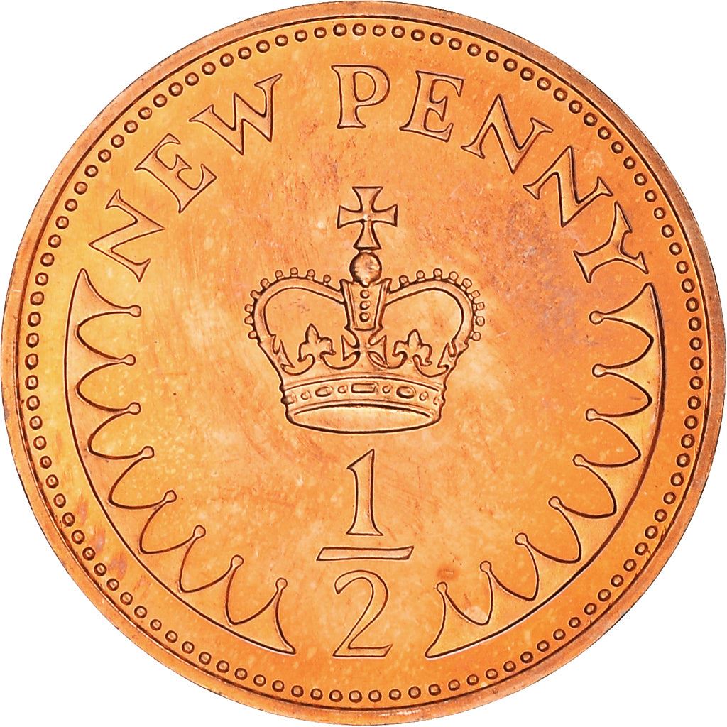 United Kingdom 1/2 New Penny | 100 Coins | Young Elizabeth II | 1971 - 1981