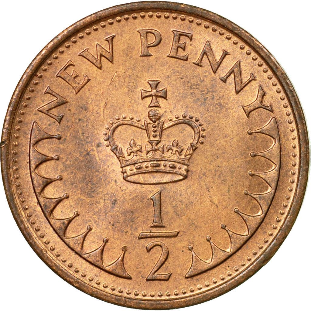 United Kingdom 1/2 New Penny | 100 Coins | Young Elizabeth II | 1971 - 1981